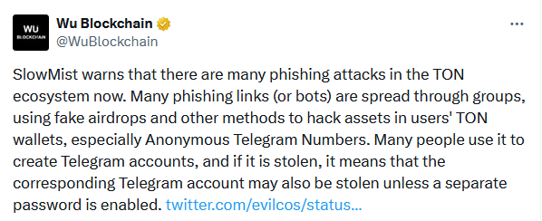 TON Ekosisteminde Artan Kimlik Avı Saldırıları: SlowMist’ten Bir Uyarı - 1