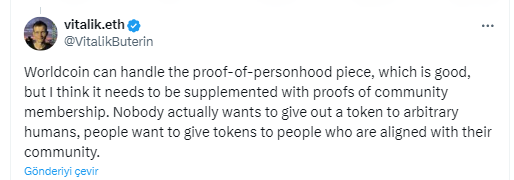 Vitalik Buterin: Worldcoin’in Kimlik Doğrulama Başarısı Topluluk Üyeliği Kanıtıyla Desteklenmeli - 1
