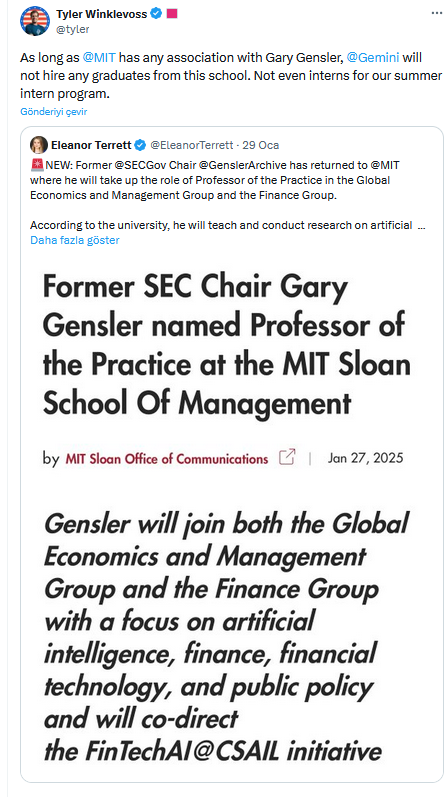 Gary Gensler’in Bundan Sonra İşi Çok Zor! Ünlü CEO MIT Mezunlarına Kapıları Kapattı - 1