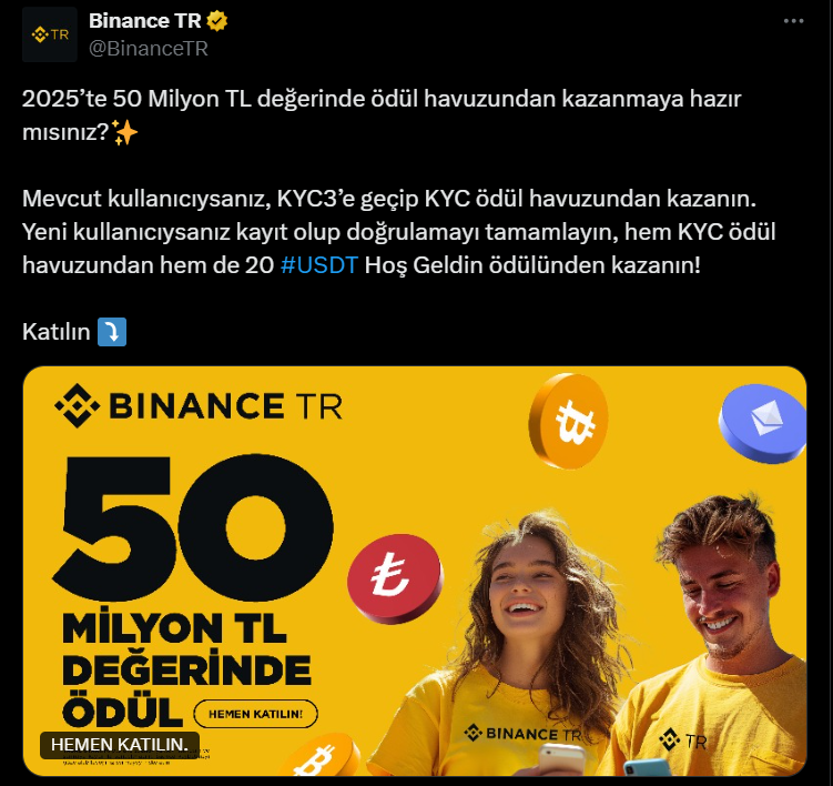Binance TR Müjdeyi Verdi! 50 Milyon TL’lik Kampanyada 900.000 USDT’lik Ödül Dağıtılacak - 1