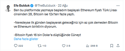 Efe Bulduk'un X'teki Paylaşımı