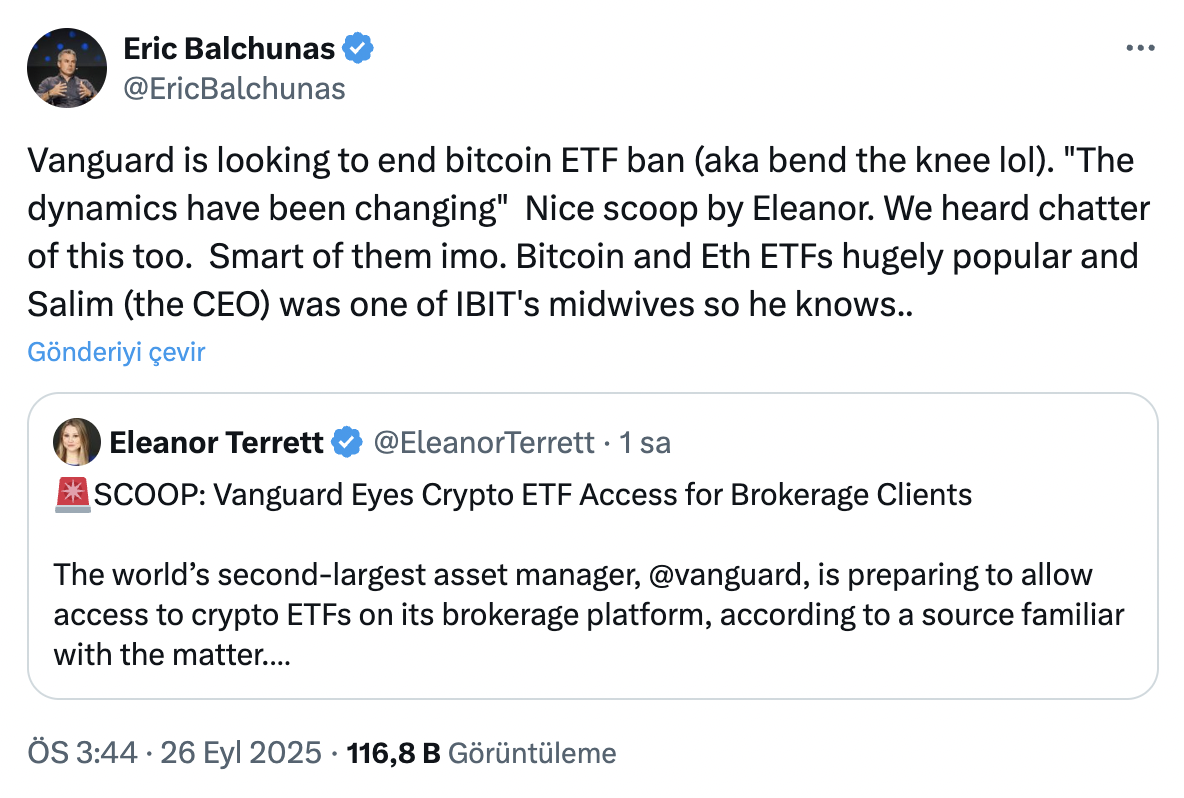 10 Trilyon Doları Yöneten Vanguard Kripto Para ETF Yasağını Bitirmeye Hazırlanıyor - 1