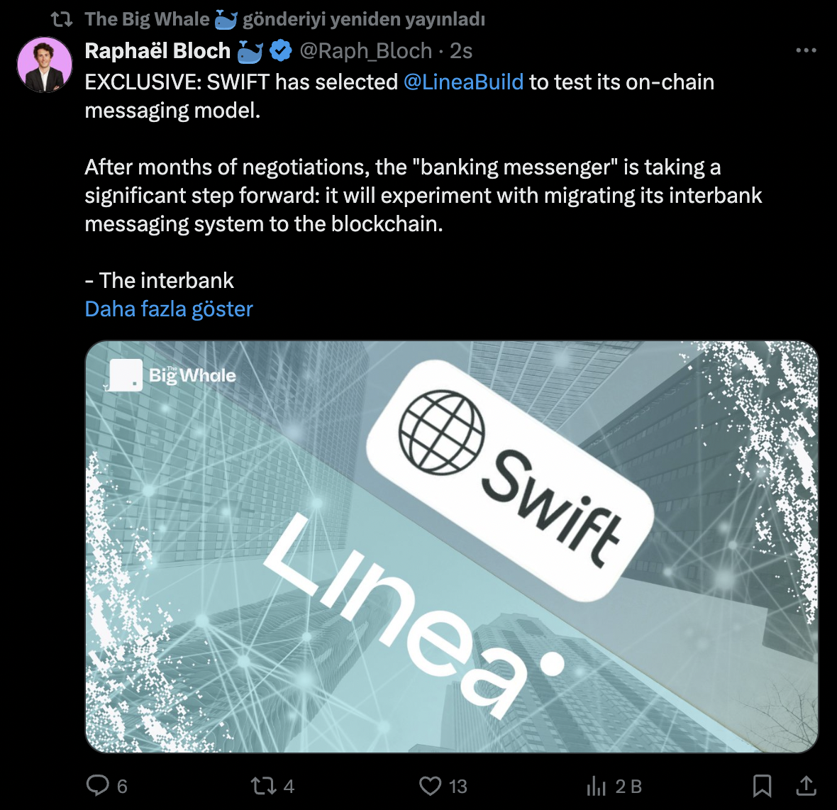 Swift, Uluslararası Ödeme Sistemini Ethereum Tabanlı Linea Üzerinde Test Ediyor - 1