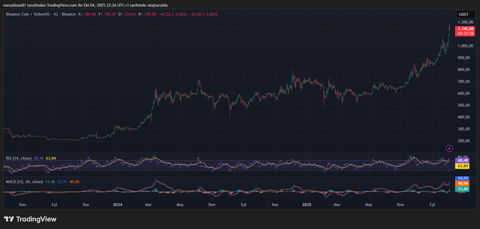 Binance Coin Fiyat Grafiği