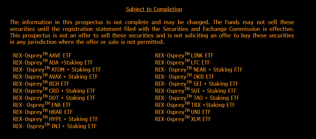 Listede ADA, AVAX, TRX, ADA, HYPE da Var: REX-Osprey 21 Altcoin İçin ETF Başvurusu Yaptı - 1
