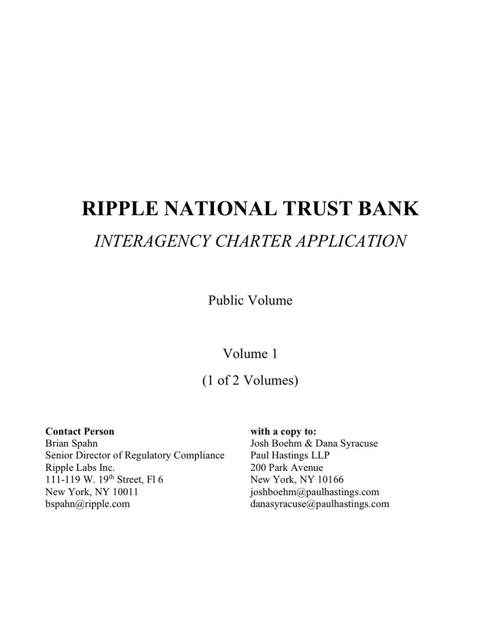 Ripple Bankacılık Lisansı Başvurusu Kamuoyunun Görüşüne Açıldı