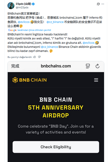 Sahte BNB Chain Airdrop