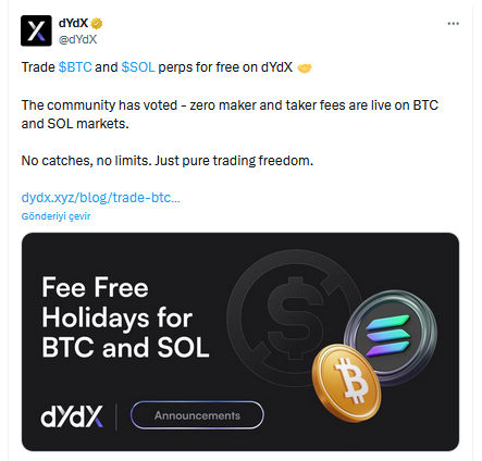Altcoin dYdX Duyurusu