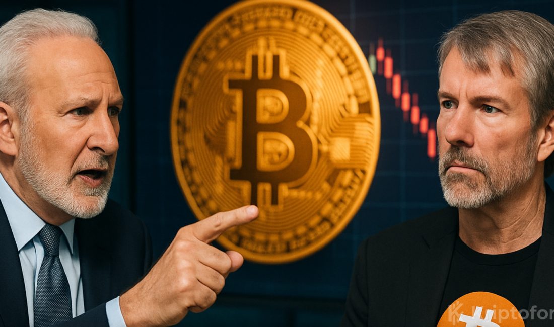 Peter Schiff Bitcoin Balinası Saylor’a Meydan Okudu: MSTR Sonunda İflas Edecek Peter Schiff, MicroStrategy’nin modelini sahtekarlık niteleyip Bitcoin balinası Saylor’ı Dubai’de