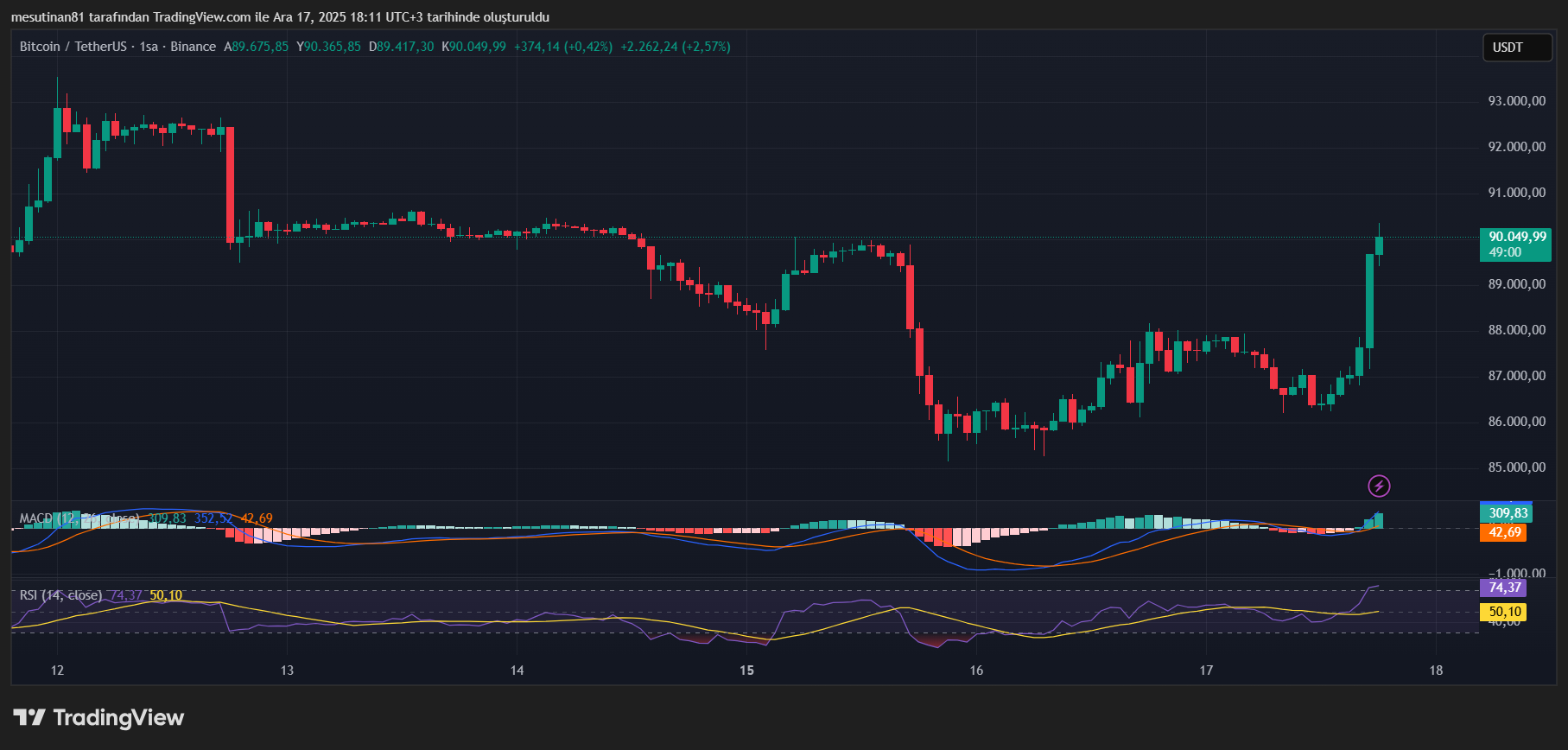 Bitcoin Fiyat Grafiği