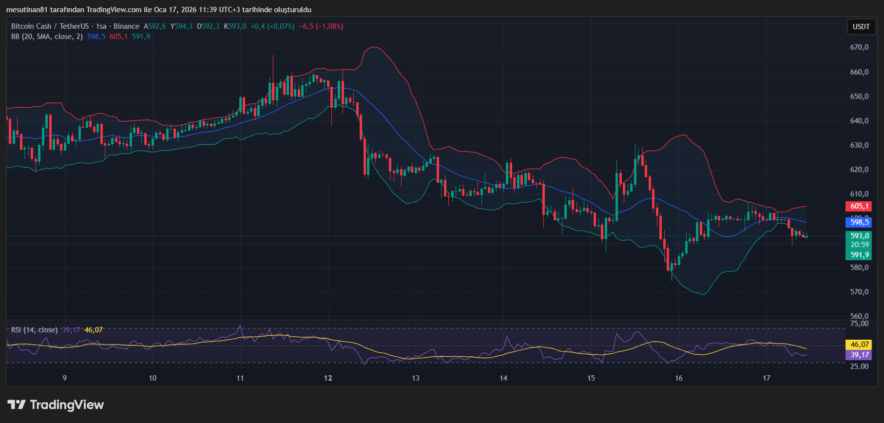 Altcoin Bitcoin Cash (BCH) Fiyat Grafiği