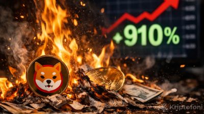 SHIB yakım oranı 24 saatte yüzde 910,98 arttı ve 4,37