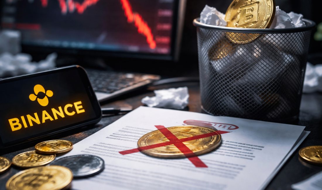 Binance düşük parasal akış ve hacim gerekçesiyle 20 spot işlem