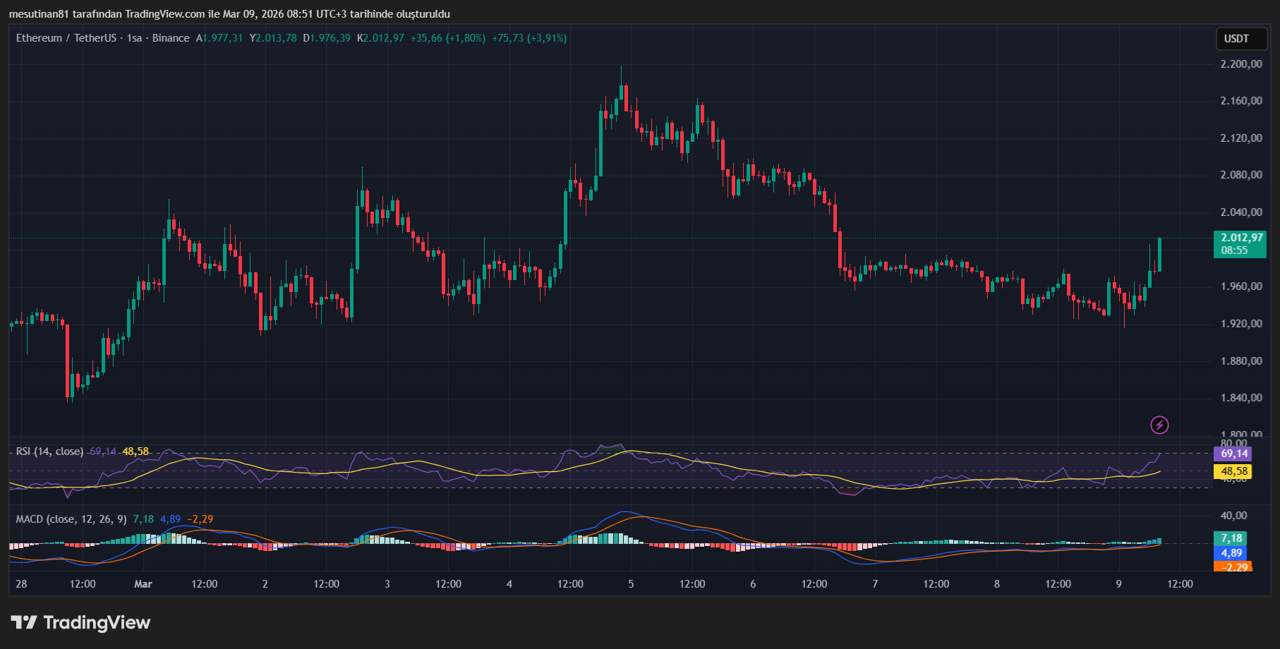 Ethereum Fiyat Grafiği