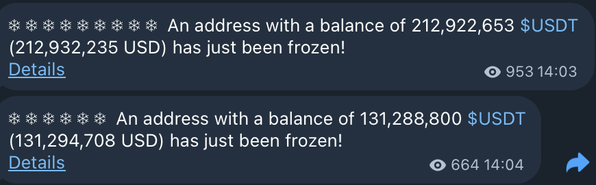 Tether 2 Cüzdanda Dev USDT Varlığı Dondurdu
