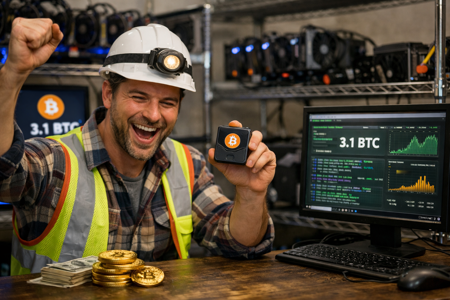 Küçük ölçekli bir solo Bitcoin madencisi, normalde yaklaşık 76 yılda