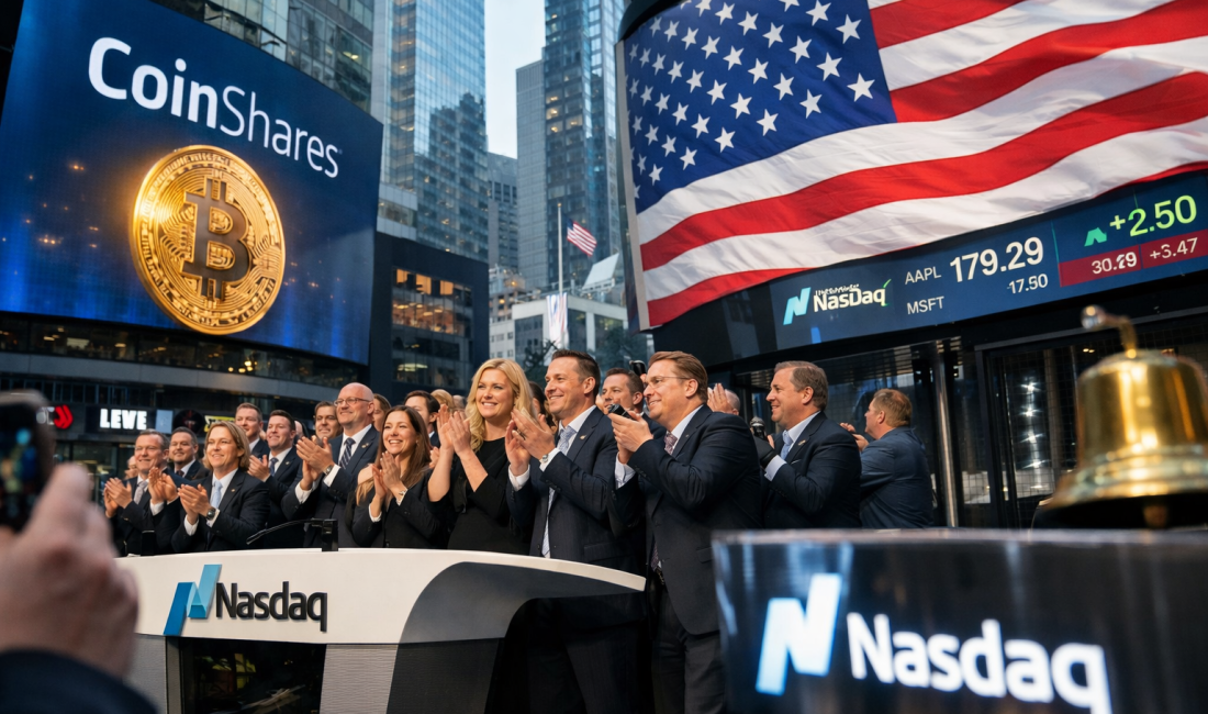 CoinShares zayıf piyasa havasına rağmen Nasdaq’a çıkarak ABD’de büyüme yarışına