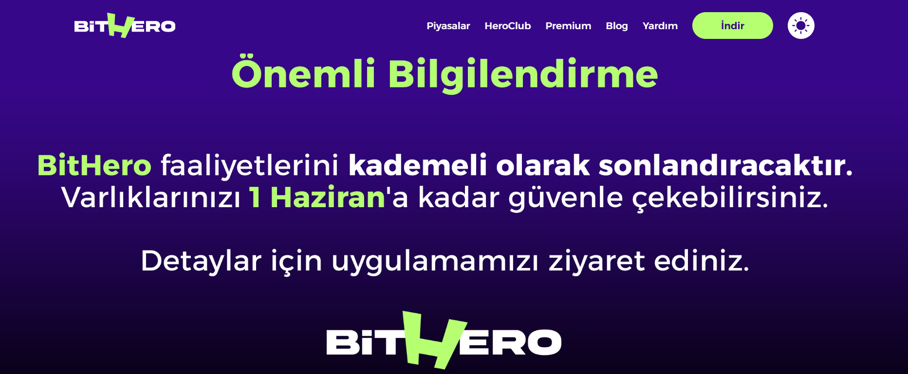 BitHero Duyurusu