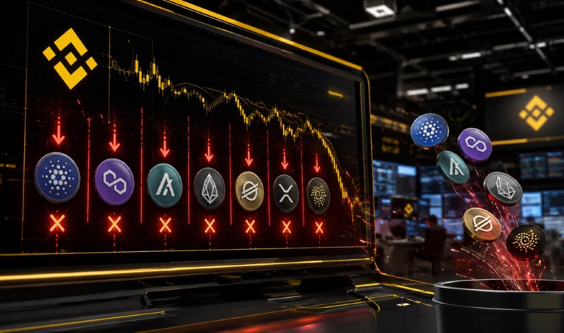 Binance 7 Altcoin Paritesinin Fişini Çekti: Delist Ediyor Binance düşük likidite ve zayıf işlem hacmi gibi nedenlerle 7