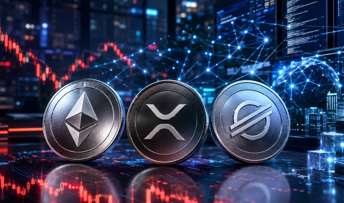 ETH, XRP ve XLM’de Ayrışma: Fiyatlar Zayıf, Ekosistemler Güçlü ETH, XRP ve XLM fiyatları piyasa baskısıyla gerilerken Ethereum ETF’leri,