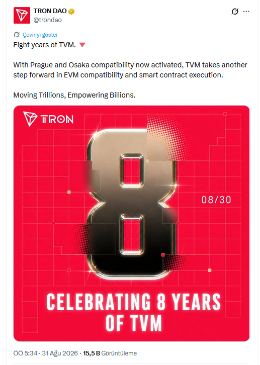 TRON DAO'nun X'teki Açıklaması