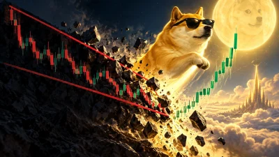 Dogecoin fiyatı günlük grafikte aylardır baskı yaratan düşen takoz formasyonunun