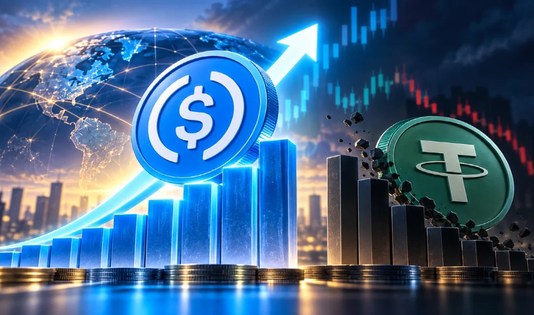 USDC Bir Haftada 584 Milyon Dolar Büyüdü: Hacimde USDT’yi Geçti USDC’nin piyasa değeri bir haftada 584 milyon dolar arttı. Circle’ın