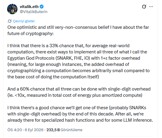 Vitalik Buterin'in X'teki Paylaşımı
