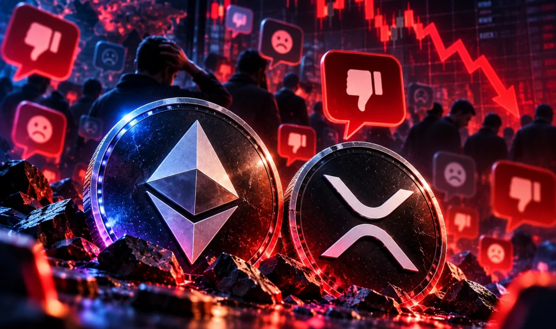 XRP ve Ethereum’da Korku Artıyor: Santiment Tersine Bir Sinyale İşaret Etti Ethereum ve XRP yatırımcılarının sosyal medya duyarlılığı ekim ayına oldukça