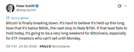 Peter Schiff'in X'teki Paylaşımı