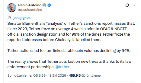 Tether CEO'su Paolo Ardoino'nun Açıklaması